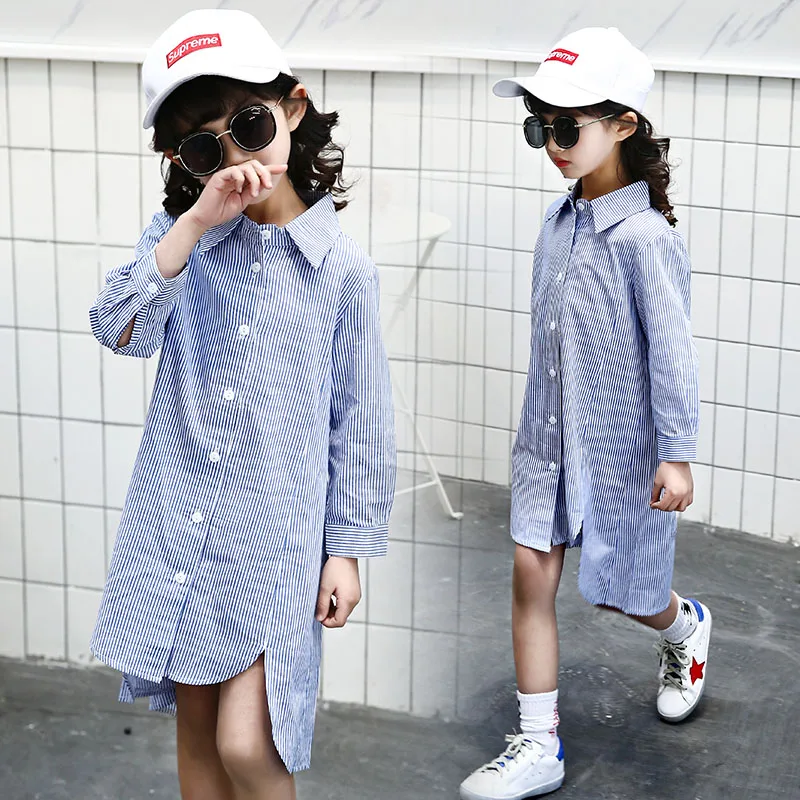 

Girls Striped Shirts for Baby Kids Clothes Casual Cotton Full Sleeve Long Blouses Fashion Girls Outfits 6 8 10 12 Years Vestidos