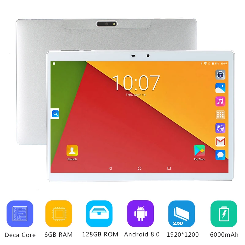 

2019 New 10 inch Deca Core tablet Android 8.0 6GB RAM 128GB ROM 4G FDD LTE GPS Pad 10.1 IPS 1920*1200 2.5D Screen +Gifts