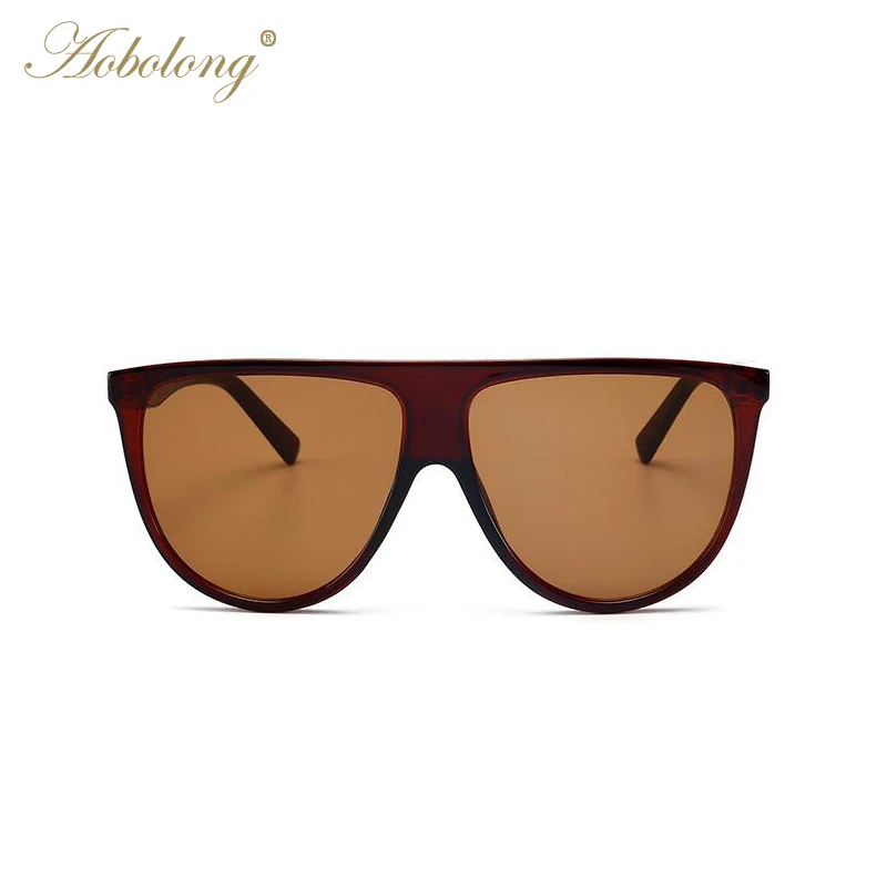 AOBOLONG Vintage Large lens Sunglasses Fashion Brand Designer Metal Women Mirror Sun glasses