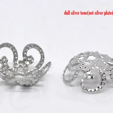 DoreenBeads Серебряный Тон Цветочная Бисера Caps О Выводах шапочки для бусин 10x4 мм(Fit 10 мм Шарик), 65 шт