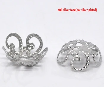 

DoreenBeads Silver Color Flower Bead Caps Findings 10x4mm(Fit 10mm Bead),65 pcs