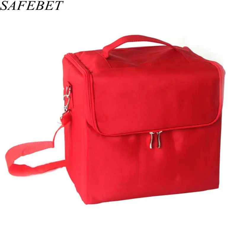 

SAFEBET Brand Women Makeup Organizer Large Capacity Multilayer Clapboard Professional Cosmetic Bag Case Beauty Salon Tool Bin