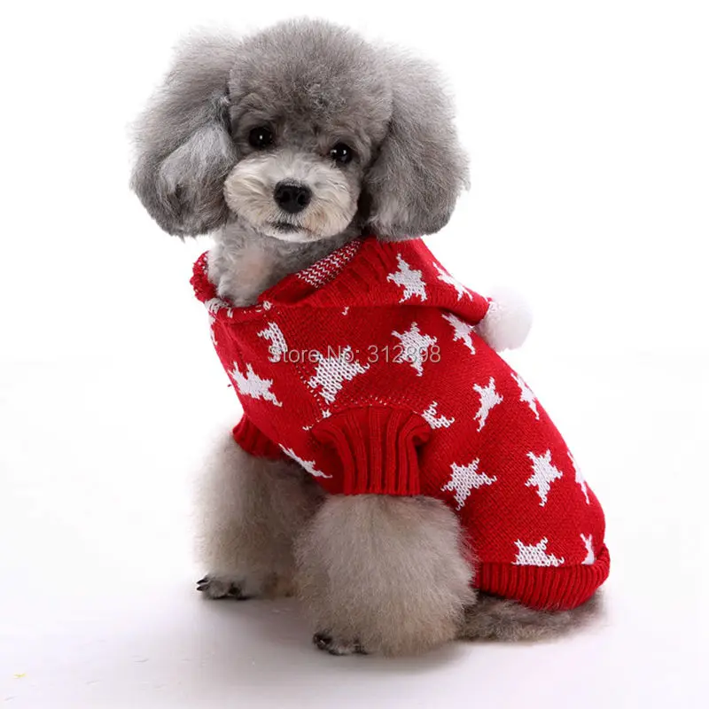 Одежда для домашних животных, модная теплая одежда для собак, вязаный свитер с капюшоном для маленьких животных, Рождественский костюм для щенков, чихуахуа, Мопсов XXS