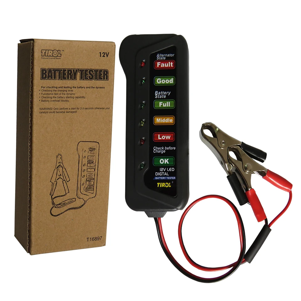 12V Car Battery Alternator Tester LED Lights Display Batteries Analyzer Cars Motorcycle Trucks Battery Test Diagnostic Tool (1)