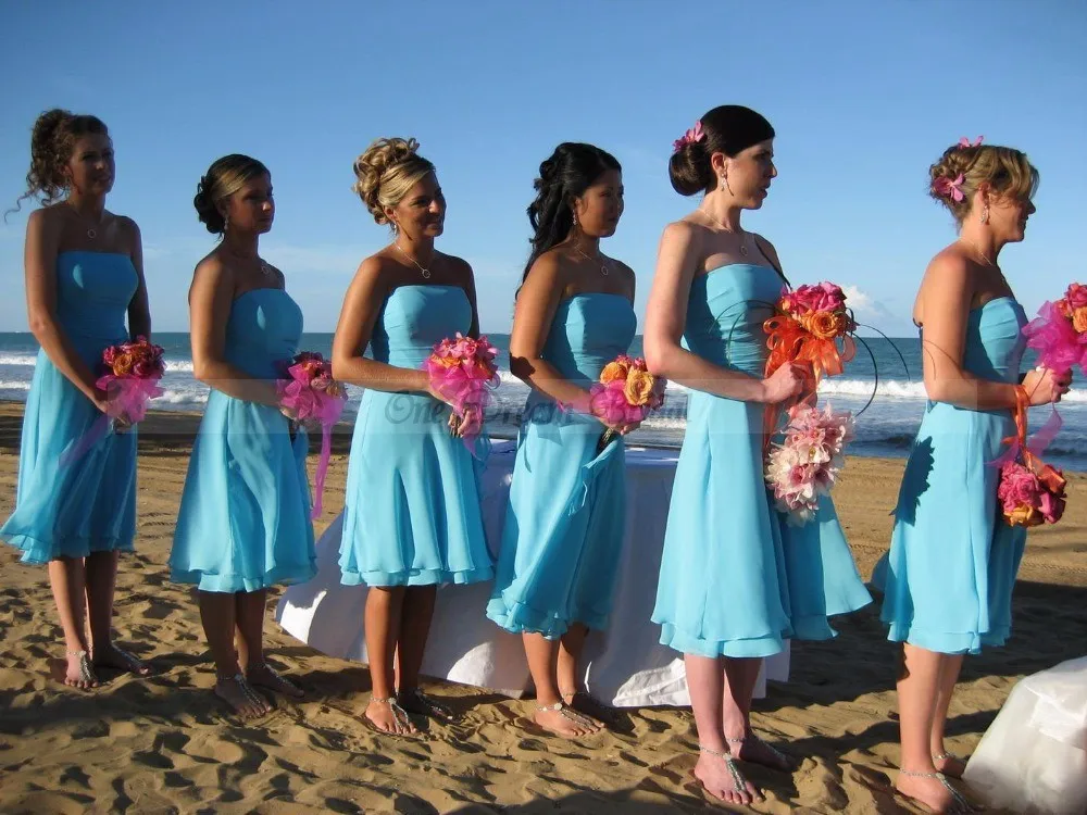 Cheap Summer Beach Wedding Bridesmaid Dresses 2016 Red Blue Pink