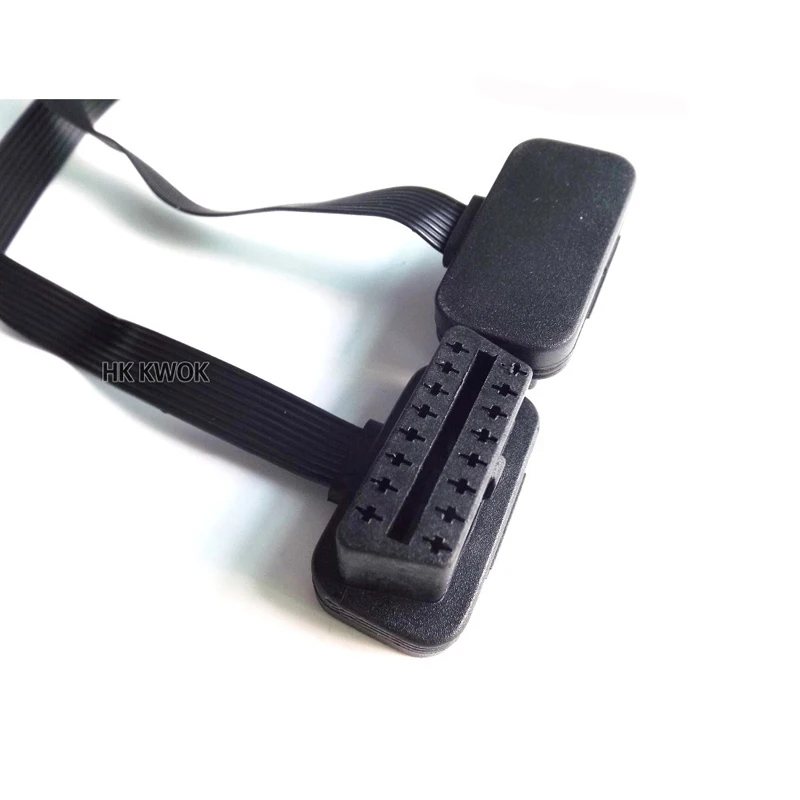 KWOKKKER плоский и тонкий As Noodle OBDII OBD 2 OBD2 16 Pin ELM327 Штекерный к двойному гнезду Y