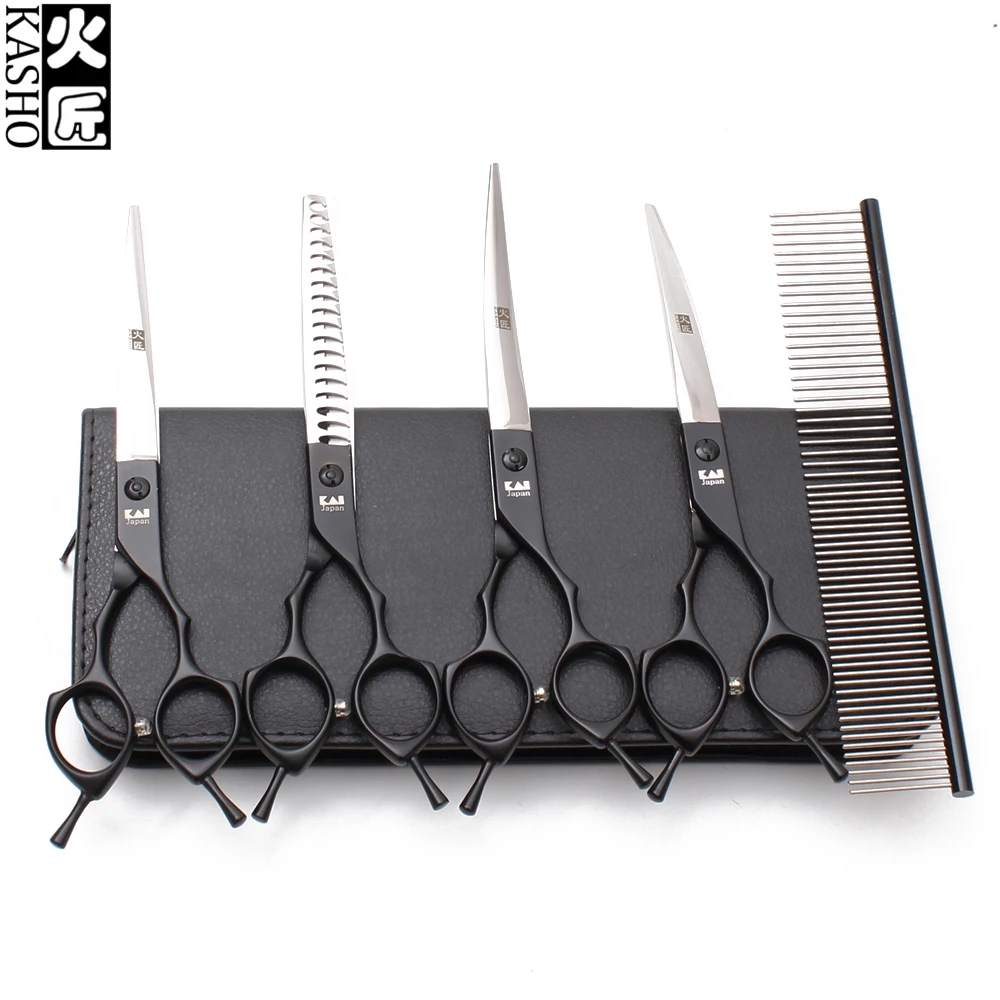 

H3009 20Sets 7" Kasho 440C Wholesale Comb+Cutting+Thinning+Down Curved Shears Pets Scissors Animal Supplies Dogs Grooming Shears
