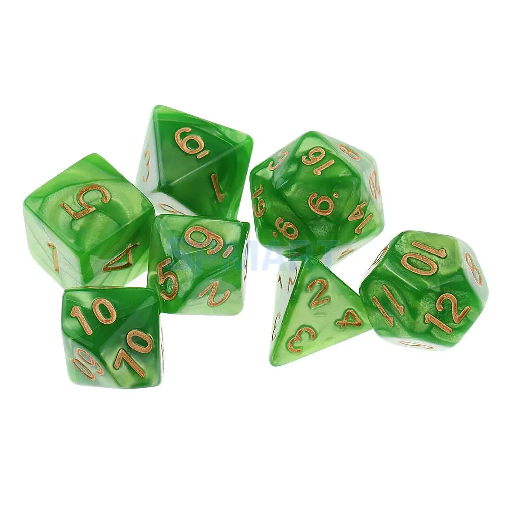 14 pieces Polyhedral Dice D20 D12 D10 D8 D6 D4 16mm for Dungeons and Dragons DND Dice MTG RPG Blue Green