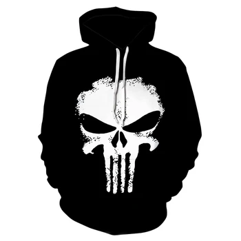 

Skull Print Super Hero Hoodie Hoodies Sweatshirt Men 2019 New Brand Autumn Hooded Hoody Hip Hop Streetwear