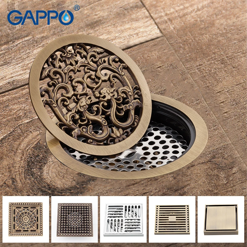 

GAPPO Tile Insert Square Floor Waste Grates Bathroom Shower Drain Floor Drain Antique Fltro Ducha Drain Shower Hair Strainer 40z