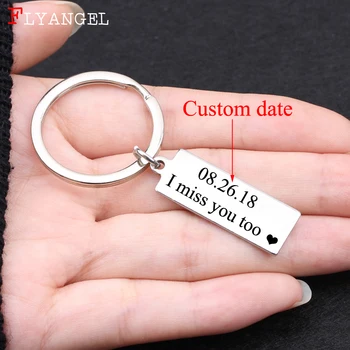 

Customized Commemorate Date Personalized Keyring Engraved I miss you For Couples Husband Wife Valentine Gifts Keychain Jewelry