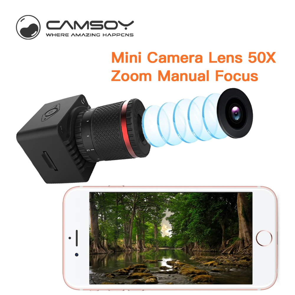 

Camsoy 2019 New Mini Camera Digital Lens Wireless Wifi P2P Mobile phone Telescope 50X Zoom Manual Focus Camcorder Camera