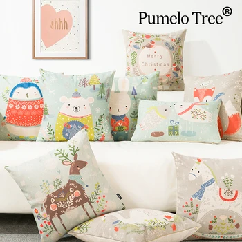 

Cartoon Animal Fox Pillow Cover Decorative Pillowcases Rabbit Deer Christmas Gift Cute Cushion Cover Decorative Cushion Cover