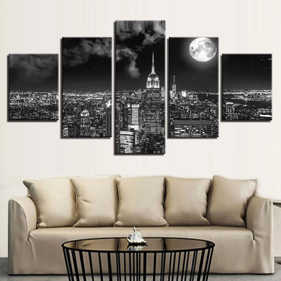 Холст Печатает плакат настенные художественные фотографии 5 штук Surreal City Night ярко