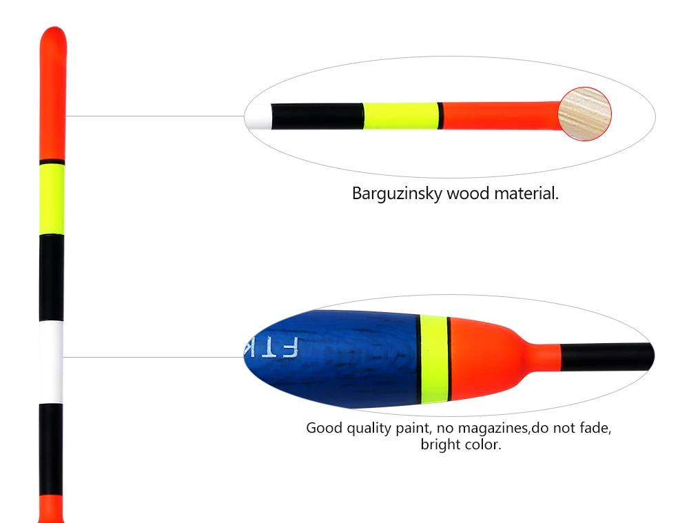 FTK баргузинская ель 10 шт./лот поплавок Длина 19-22 см поплавок вес 2 г-6 г смешанные цвета для ловли карпа