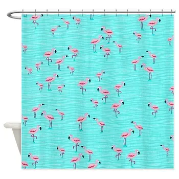 

HANHAOKI Flamingos Pattern Bathroom Waterproof Shower Curtain Liner 72"x72"