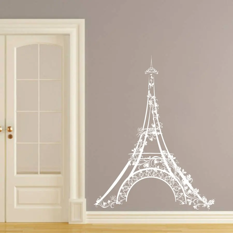 Removable Wall Decal Romantic Paris Tourist Fancy Attractions Eiffel