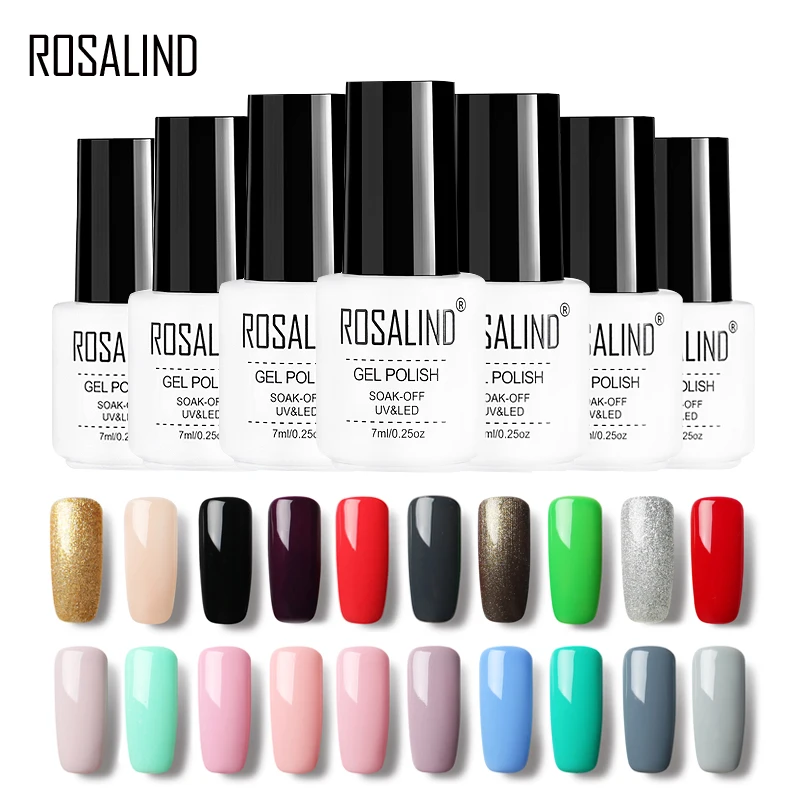 

ROSALIND Gel 1S White Bottle Solid Color Series 01-30 Nail Gel Polish Semi Permanent Lacquer Gel Varnish Almost Flavorless