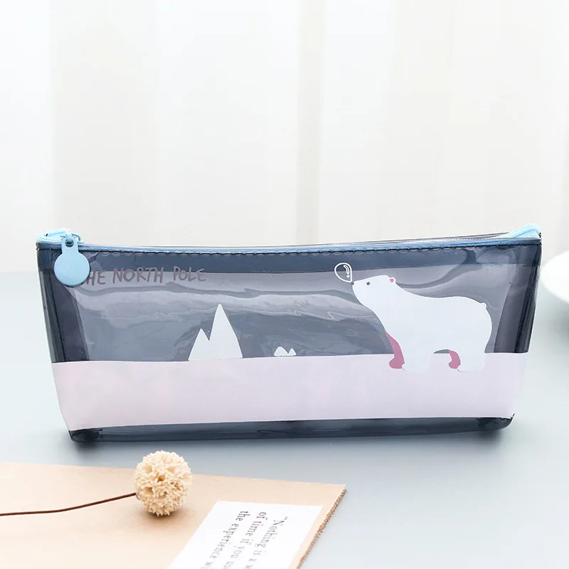 Прозрачный чехол для карандашей с рисунком животных, милая сумка для карандашей с фруктами, сумка для хранения, офисные школьные принадлежности Zakka
