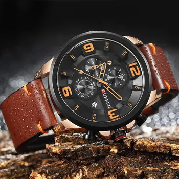 

CURREN Top Brand Chronograph Quartz Watch Men Sport Fashion Casual Wrist Watches High Quality Watches For Male Leather Strap