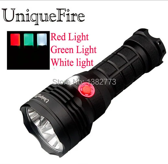 

UniqueFire Cree Led white/ green/ red Light LED Flashlight Torch For Hunting Camping+26650 battery+car/dc/usb charger +holster