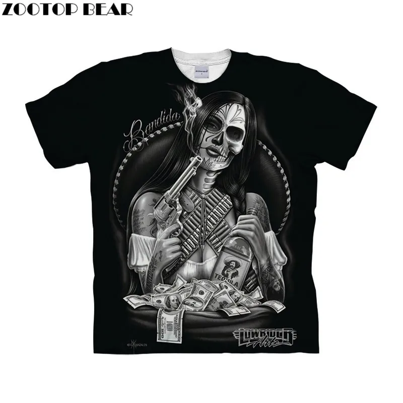 

Girly Skull tshirt 3d t shirt Mens t-shirt Brand Top Tee Short Sleeve Tee Homme Camiseta Black Tshirt 6xl Drop Ship ZOOTOP BEAR