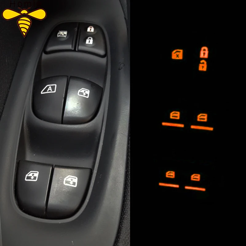 

Window Switch Fluorescence Sticker Cover Trim for Nissan X-trail Rogue T32 Qashqai J11 Almera Sylphy Teana Tiida