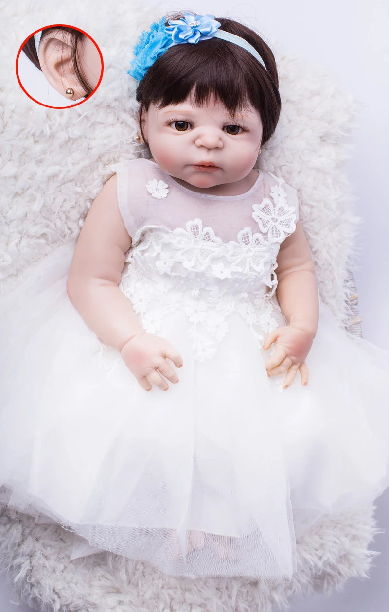 Pаспродажа Полный силиконовый корпус Reborn Baby Doll игрушки реалистичными 55 см принцессы для новорожденных девочек младенцев кукла подарок на день рождени...