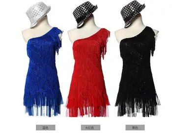 

New Womens Sexy Dancing Dress Tassels Dress Latin Dress Costume Nightclub Wear 3 Colors