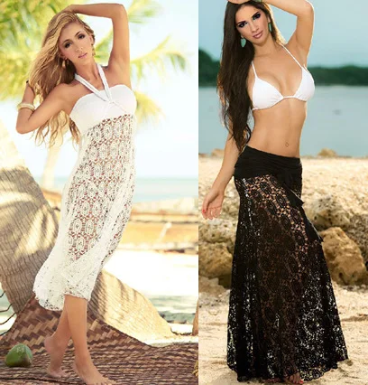 Long Dress Beach Skirt Holiday Dress Bikini cover up Cover Beach 2016 Swimsuit Wear white Tunic