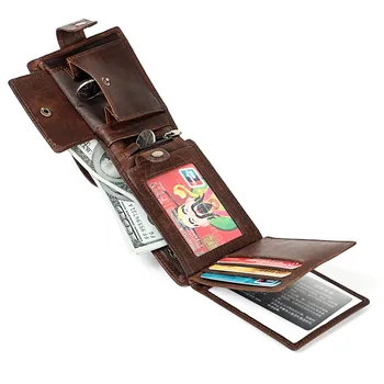 

Brand Genuine Leather Wallet Men Retro Short Hasp Card Holder Coin Purse Walet Male Clutch Money Bag Mini Small Business Vallet