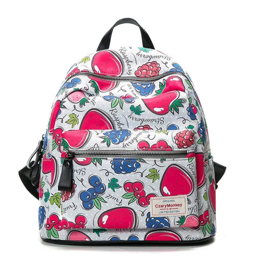 Designer Women s Backpacks Girls School Backbag Lovley Fruits Printed High Quality Female Casual Travel Bag