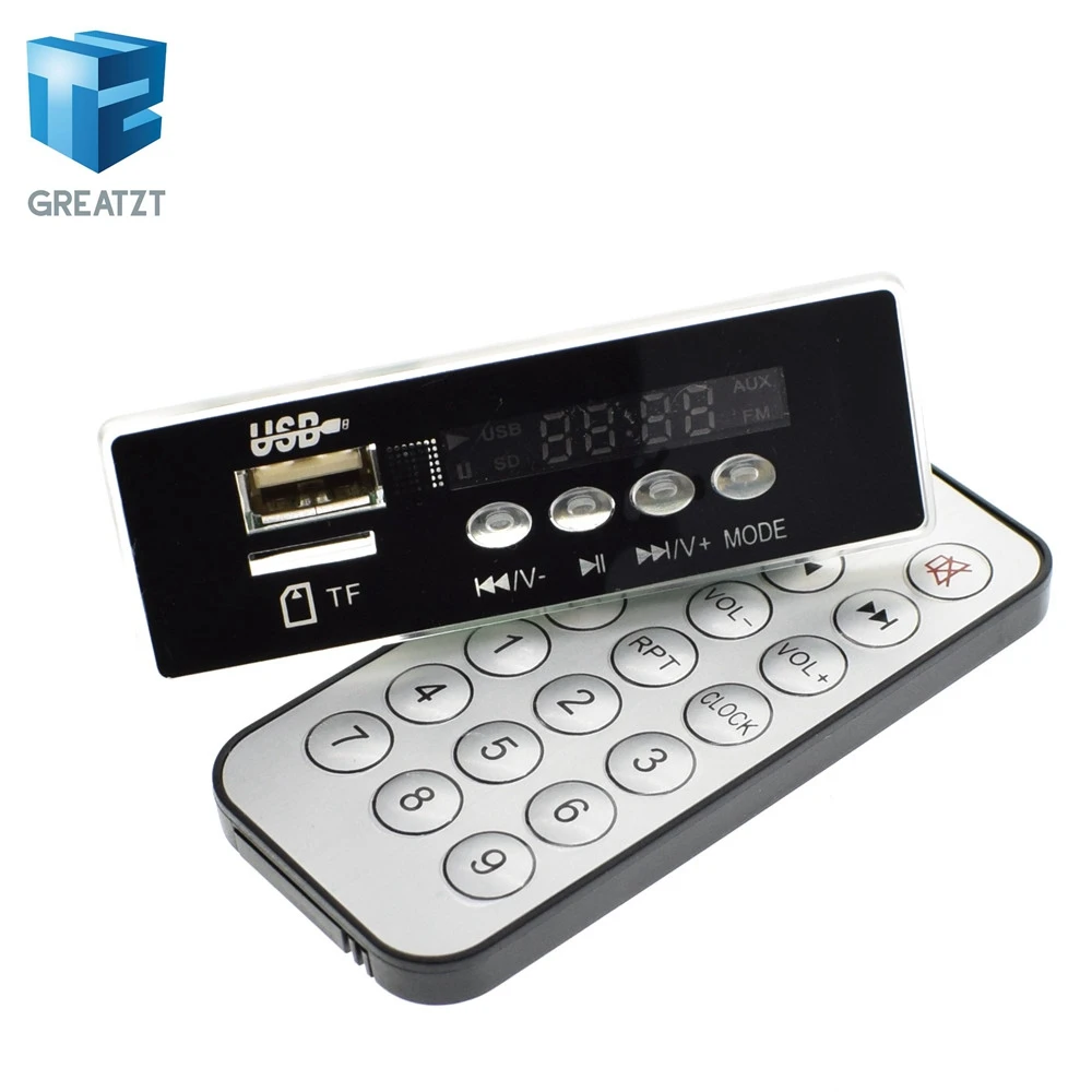 GREATZT MP3 декодирования доска модуль светодиодный Aux w/TF Slot/USB/FM/дистанционного Часы