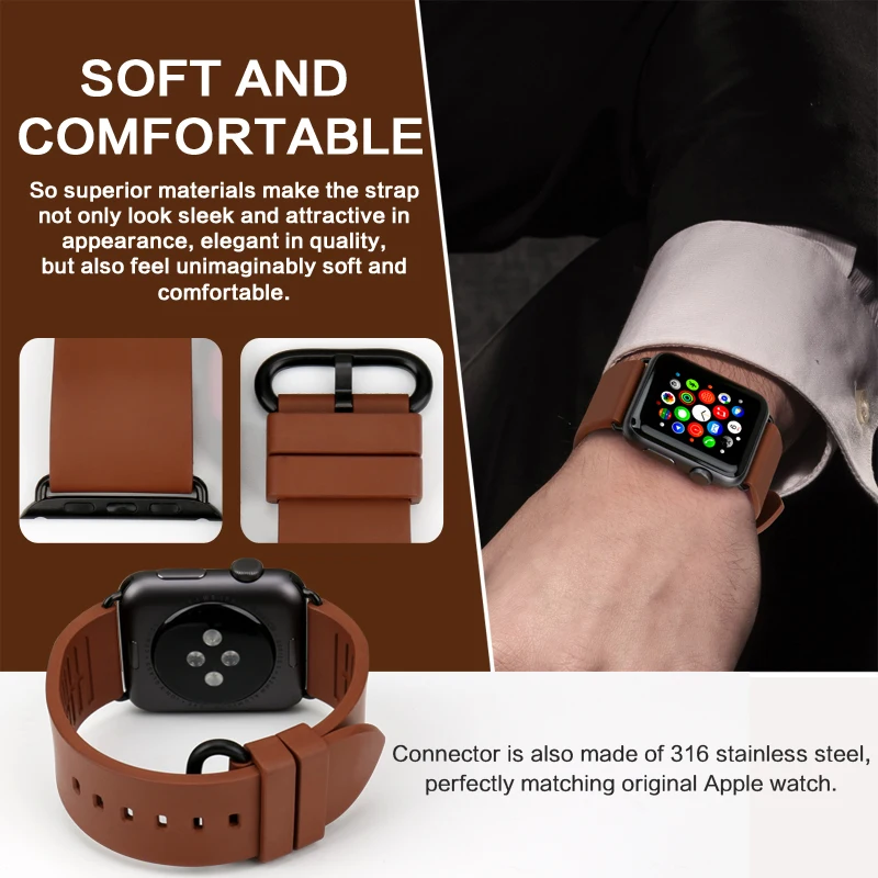 Ремешок для часов MAIKES Apple Watch Band спортивный браслет 44 мм 40 42 38 Series 4 3 2 1 iWatch всех
