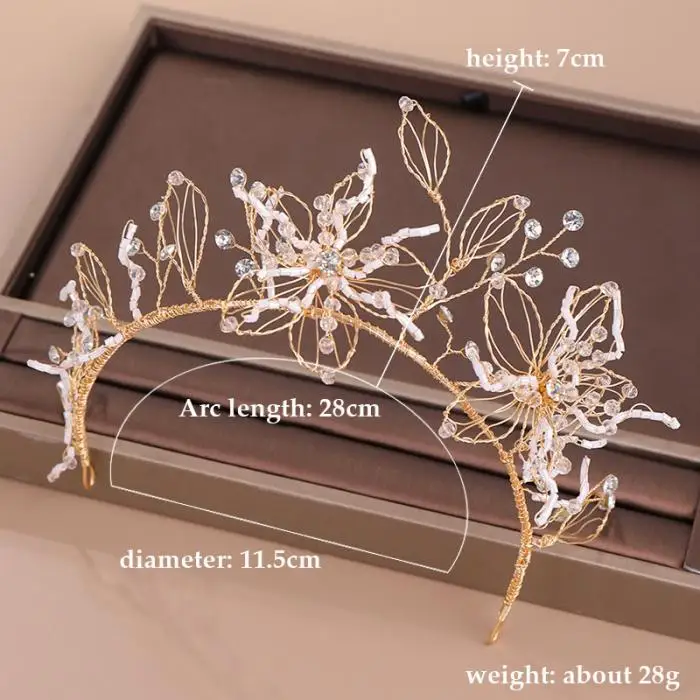 Ручная работа, золотые стразы, цветок, лист, свадебная повязка на голову, украшения для волос, Свадебная лента для волос, тиара, головной убор, аксессуары для свадебного платья, BH