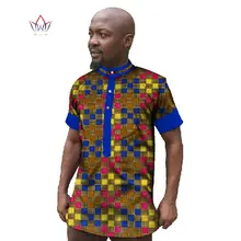 Одежда на заказ африканская восковая штамповка мужские рубашки с короткими рукавами рубашка Дашики Повседневный стиль большого размера в африканском стиле Одежда Лидер продаж WYN27