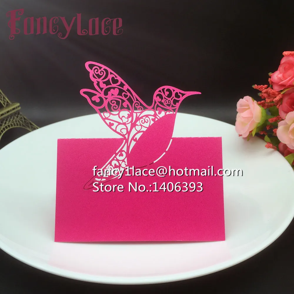 

DIY Laser Cut Paper love bird Name Place Card Wedding Table Card Holder For Party Decor Table Number Card Invitation Card, 50pcs