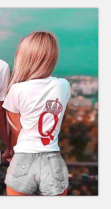 Bkld King queen Crown футболка с короткими рукавами и буквенным принтом женские мужские футболки на День святого Валентина парная футболка с круглым вырезом для влюбленных - Цвет: queen