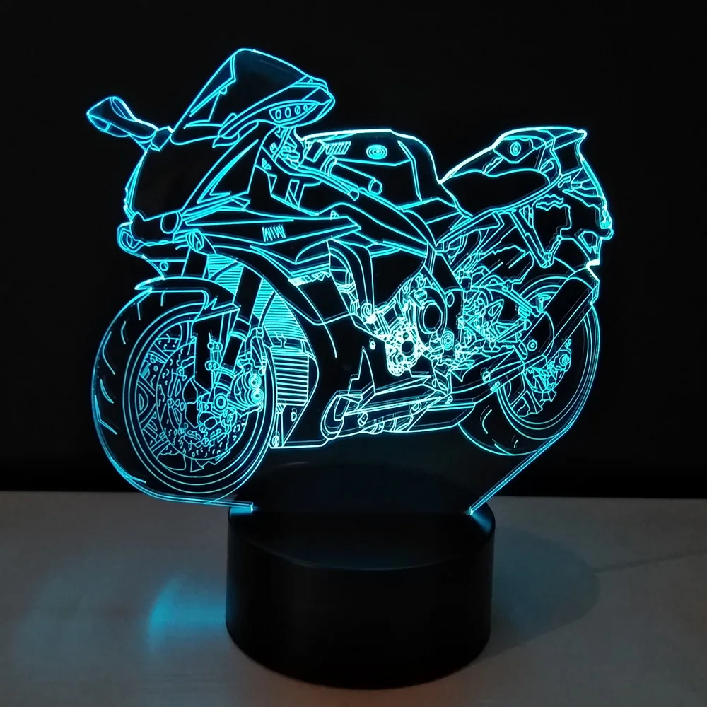 3D motocicleta LED noche luz Bulbing Luz Juguetes Color cambiante mesa de metacrilato niños Nightlight Lamparas