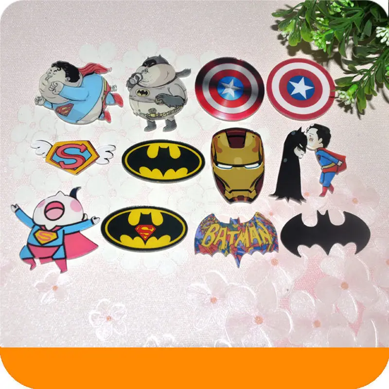 

1PCS Avengers Bat man super man logo iron man Anime Icons Acrylic Brooch Badges Pins on Backpack Clothes DIY Accessories