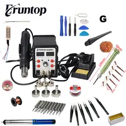 Новый Eruntop 8586D + двойной цифровой дисплей Электрический паяльники фена SMD паяльная станция обновлен от 8586