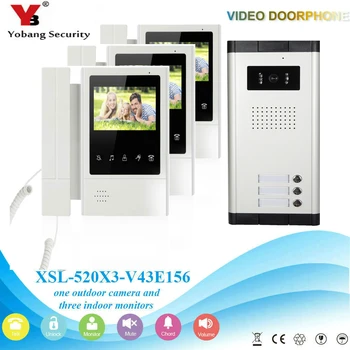 

YobangSecurity 3 Units Apartment Video Intercom 4.3 Inch Color LCD Video Door Phone Doorbell Intercom IR Camera Monitor System