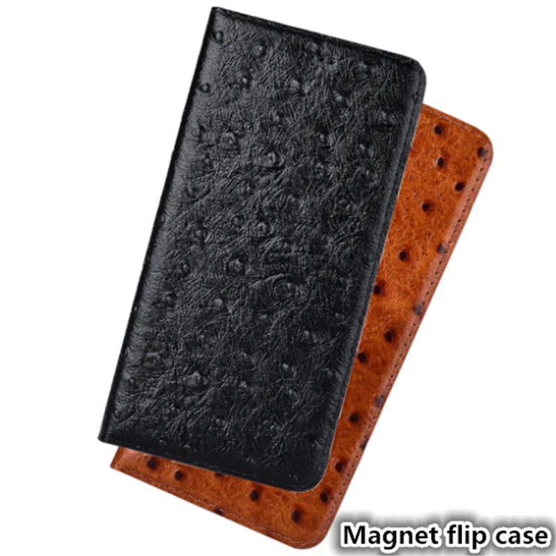 

LJ12 Ostrich Pattern Genuine Leather Magnetic Phone Case For Samsung Galaxy M30(6.38') Case For Samsung Galaxy M30 Phone Bag