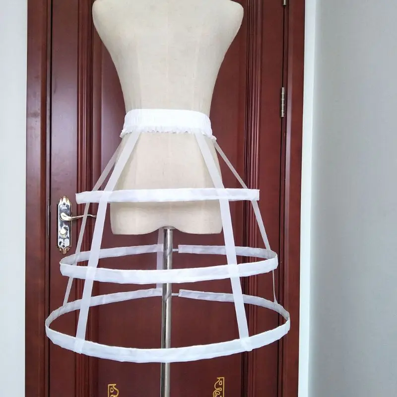 Women 3-Hoop Petticoat Skirt Hollow Ruffles Dress Bird Cage Crinoline Underskirt
