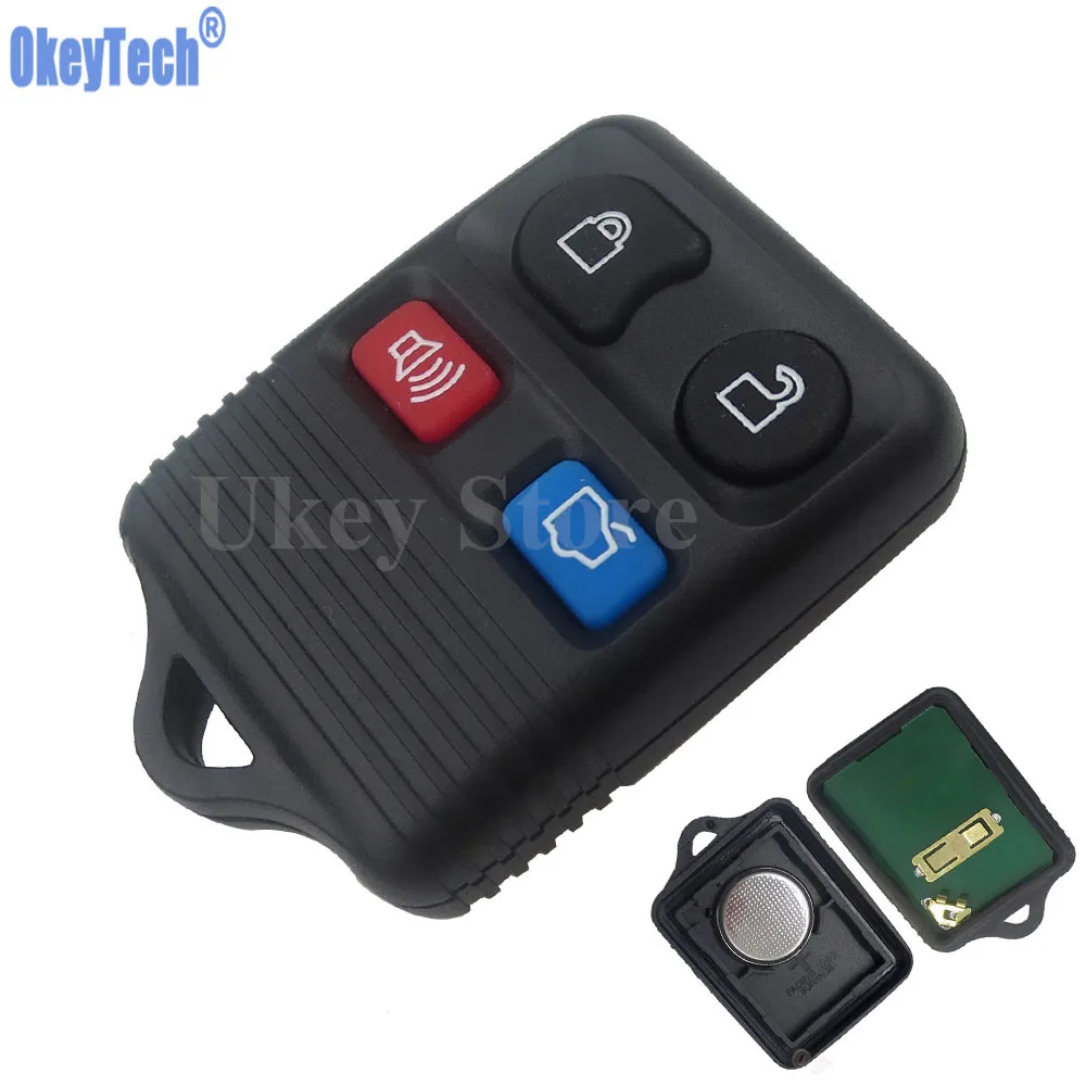 OkeyTech 4 Buttons Remote Car Key Transit Keyless Entry Fob 315MHz 433Mhz For Ford Complete Remote Control Circuid Board Include