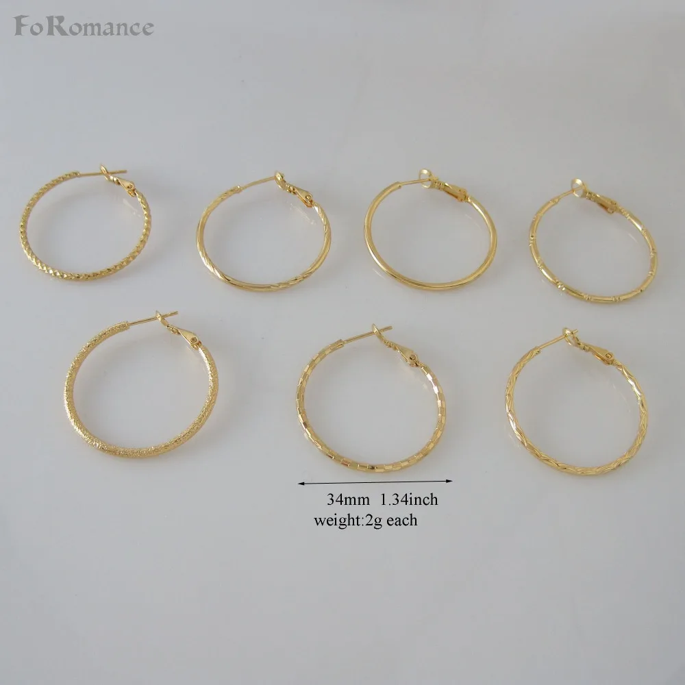 

MIN ORDER 10$ CAN MIX DESIGN/SEVEN STYLES IN SAME SIZE DIFFERENT PATTERN YELLOW GOLD COLOR GP HOOP 34MM PLAIN MOON SNAKE EARRING