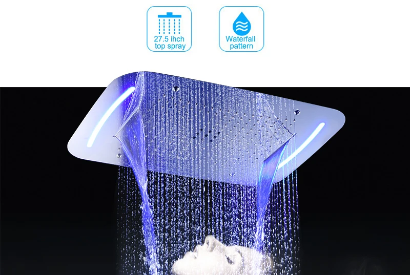 5 Function Shower System Thermostatic Faucets Embedded Ceiling Remote LED Shower Head 420710mm Mist Waterfall Shower (5)