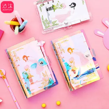 

2019 Creative A6 Notebook Laser Loose-leaf Set Multi-function Color Change Paper Diary Grid Horizontal Line Sketchbook 3 Refills