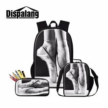 Dispalang Artistic School Backpack Ballet Patterns for Teen Girls Students Insulated Cooler Bag Cute Pencil Bag for Children dispalang violin print school backpack for girls thermal lunch sack bag for children kids insulated cooler bag bookbag michilas