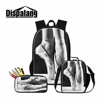 

Dispalang Artistic School Backpack Ballet Patterns for Teen Girls Students Insulated Cooler Bag Cute Pencil Bag for Children